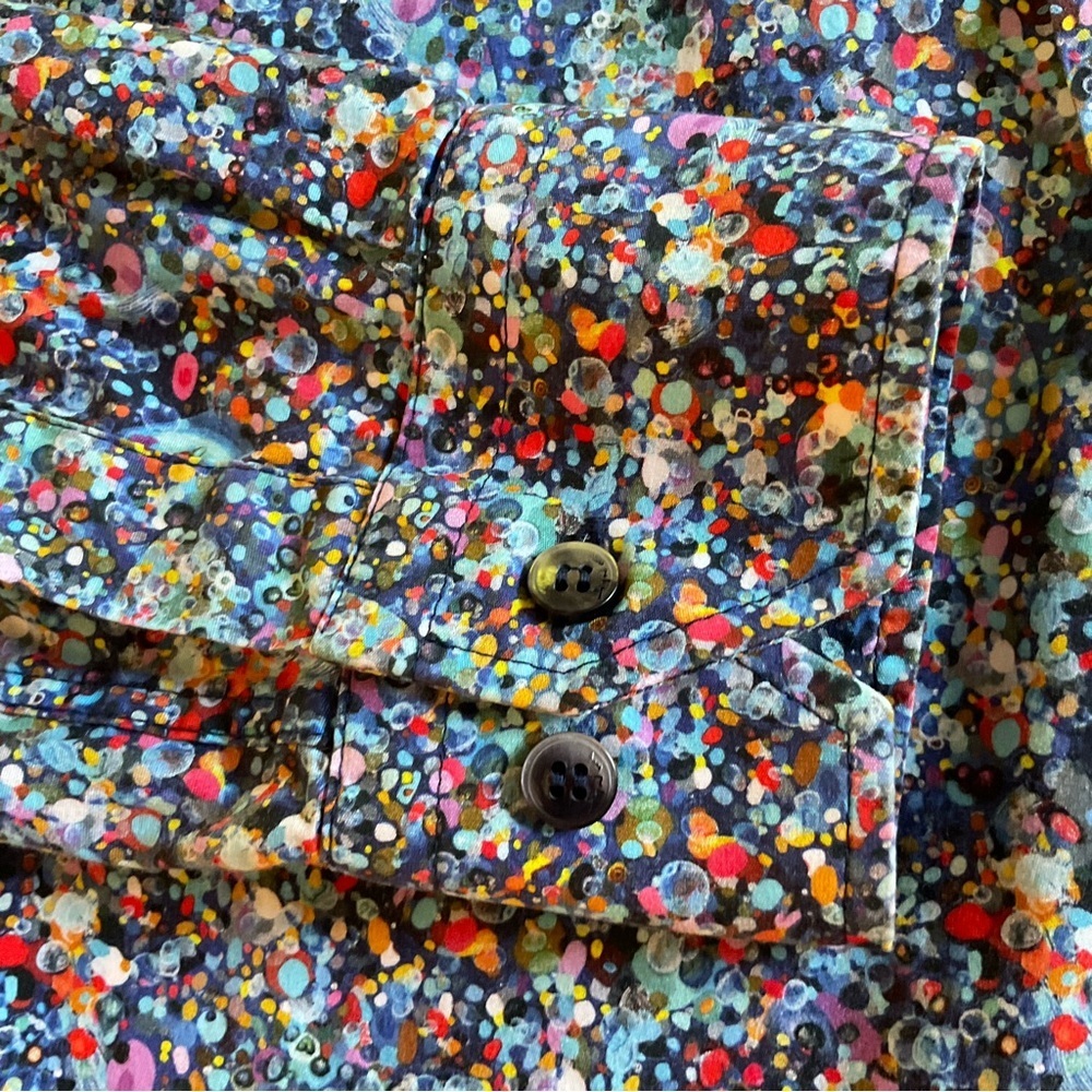 Signum Berlin 1926 Abstract Paint Splatter Modern Fit Wearable Art Button Up Med - Picture 12 of 16